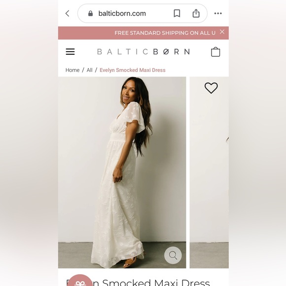 NWTs Baltic Born Evelyn Smocked Maxi Dress in Off White - Picture 4 of 11